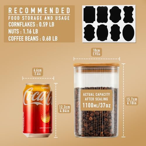 D2scrma 37oz/1.2Qt Square Glass Storage Containers with Lids 4-Pack - Image 2