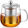 DOPUDO Glass Tea Cup with Infuser and Lid, 14.5oz/450ml Large Borosilicate Glass Teacup with Stailess Steel Filter, Clear Mug for Loose Leaf Blooming Tea, Dishwasher Safe - Tea Maker Gift. by DOPUDO