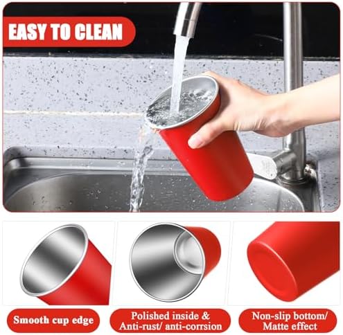 Mimorou 20 Pack 16 oz Stainless Steel Cups Metal Cup, Red - Image 3