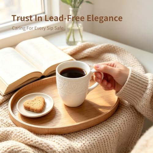 Porcelain Mug Set of 6, 12 oz White Coffee Cups - Image 4