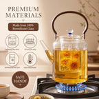3L/101oz Large Glass Teapot with Infuser & Lid, Stovetop Safe - Image 4