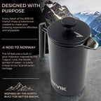 Brevik Insulated French Press Coffee Maker – 34 oz Double-Wall Stainless Steel Coffee Press, 1000ml, Matte Black, Gift-Ready Packaging - Image 6