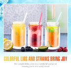 Suclain Plastic Mason Jars with Handles, Lids and Straws, Classic Color - Image 4