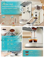 Gevi 20 Bar Espresso Coffee Machine with Burr Grinder Set | 35 Precise Grind Settings | Milk Frother for Latte Cappuccino | Professional Home Barista Kit | Gift for Coffee Lovers - Image 3