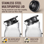 2 Pack 2 Liter/68 oz Square Glass Pitcher with Lid, Classic Stripes Water Pitchers with Handle for Fridge, Large Jug for Iced Tea, Coffee, Borosilicate Glass Carafe for Hot/Cold Brew Drink, Black - Image 5