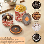 Red Peony Flowers Designed Food Storage Containers With Lids Stainless Steel Containers For Pantry Button Opening Canisters For Cereal - Image 6