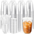 Ziliny 500 Sets 16oz Clear Plastic Cups with Lids Straws Disposable Cups by Ziliny