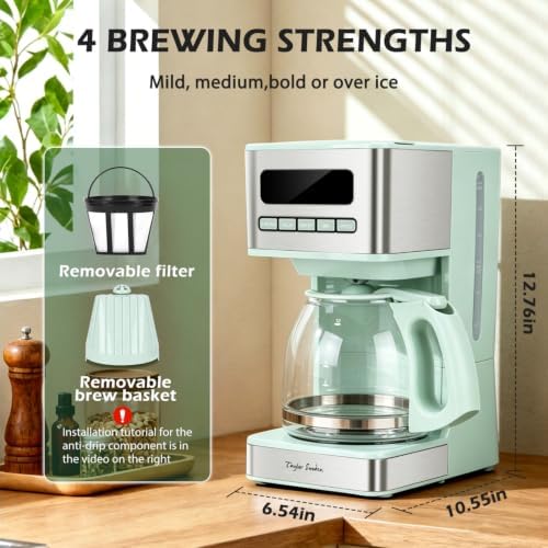 Taylor Swoden Programmable Coffee Makers 12 Cup， Green & Stainless Steel - Image 3