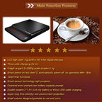 Portable Mini Digital Coffee Scale Electronic Kitchen Scale with Timer Function and Led red Letter high Clear Display Screen,3.0Kg Max D0.1g Dual Power Dry Battery or Rechargeable.Black - Image 5