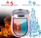 12oz/6 Pack Wine Tumbler Glasses with Lid Stemless Double Wall Vacuum Stainless Steel Travel Tumbler Keeping Cold & Hot for Wine,Coffee,Cocktails,Christmas Drinks-Family and Gifts (Multi color-couple) - Image 3