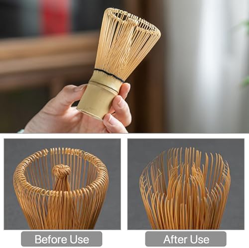 4PCS Matcha Tea Whisk Set, Tea Steeper Stirring Matcha Kits, Handmade from 100% Natural Bamboo Matcha Whisk (Chasen), Ceramic Matcha Bowl with Spout, Ceramic Whisk Holder, Scoop - Image 6