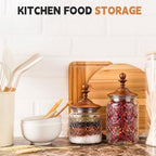 Suclain 6 Pack 24oz Glass Spice Jars with Dark Wood Lids Vintage Canisters with Begonia Pattern Airtight Food Storage Container for Home Kitchen Tea Coffee Spice Pantry Organization Decorations - Image 4