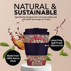 Ecoffee Cup 12oz (350ml) William Morris Reusable Coffee Cup – PLA Plant-Based Travel Mug with Silicone Lid, Melamine Free & Dishwasher Safe – Wandle - Image 4