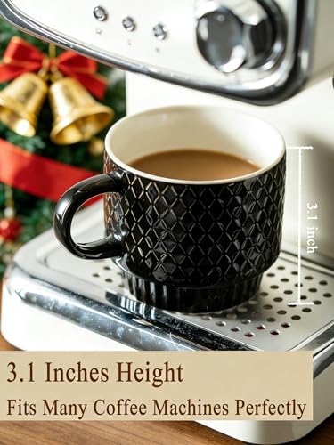 Gomakren Coffee Mugs Set of 4, 13oz Stackable Coffee Cups with Stand, Black - Image 2