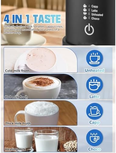Electric Milk Frother, 400W Automatic Hot Chocolate Machine,Heating/Foaming,for Coffee, Latté, Cappuccino, Hot Chocolate - Image 2