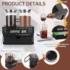 Glass Coffee Container with Shelf, 2x47oz Sugar Coffee Canister for Ground, Coffee Bean Storage Jar with Coffee Scoop for Kitchen Coffee Bar Decor and Accessories -Black - Image 2