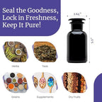 Infinity Jars 250 ML (8.4 Fl oz) Black Ultraviolet Blocking Glass Apothecary Jar Airtight Smell‑Proof Refillable Container for Herbs, Spices, Tea & Essential Oils 10-Pack - Image 5