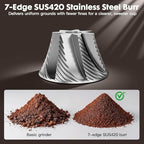 Manual Coffee Grinder – 7 Star Stainless Steel Burr, 36 Adjustable Grind Settings, Foldable Hand Crank, Portable Manual Espresso & Burr Coffee Grinder, Non-Slip Grip, 30g Capacity- Gray - Image 7