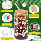 12 Pack 16 Oz Baseball Glass Cups with Lid and Straw Sports Glass Clear Reusable Cups Iced Coffee Drinking Tumbler for Sports Themed Party Favors Team Gifts Birthday Party Supplies - Image 4