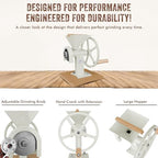 Manual Hand Grain Mill White | Heavy-Duty Hand Operated Food Grinder for Wheat, Corn, Oats, Coffee Beans, Rice & Dry Grains | Hand Crank Kitchen Flour Mill for Home, Camping, Survival & Everyday Use - Image 3
