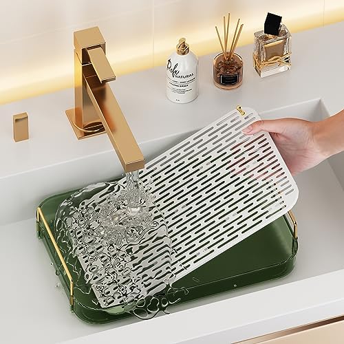 Seoneiro Whiskey Tray, Glass Cup Rack, Mug Holder, Coffee Cup Organizer, Bathroom Countertop with Drain Board Wine Glass Decorative Organizer, Food Tray, Kitchen Spice Rack - Image 6