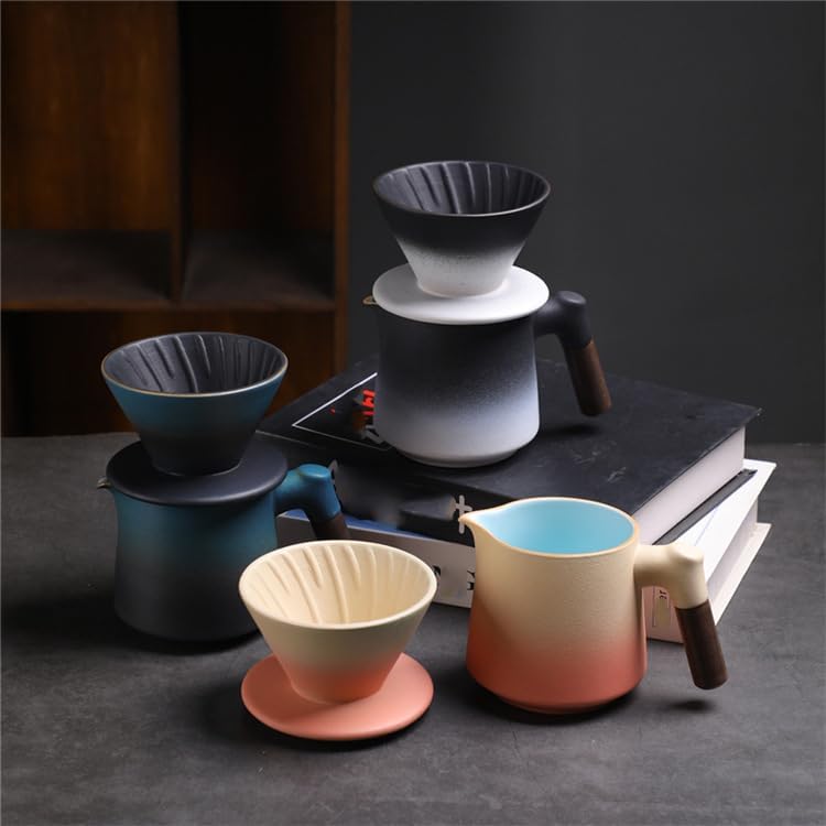 Gradient Black White Ceramic Pour Over Coffee Maker Set 14 oz Coffee Dripper Brewer Heat Resistant Coffee Pot Decanter for Home Coffee Shop,OfficeACM09W - Image 6