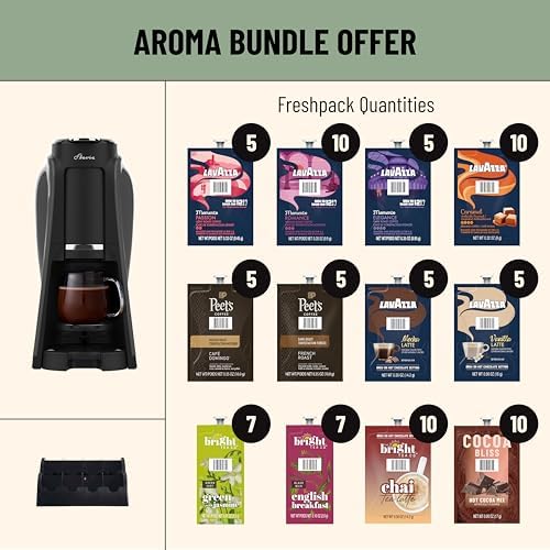 Flavia Aroma Brewer Bundle with 84 Freshpacks and 1 Merchandiser - Coffee Machine, Makes Coffee, Lattes, Tea, and other Hot or Iced Beverages, Multiple Brew Sizes, Black, Works ONLY with Freshpacks - Image 2