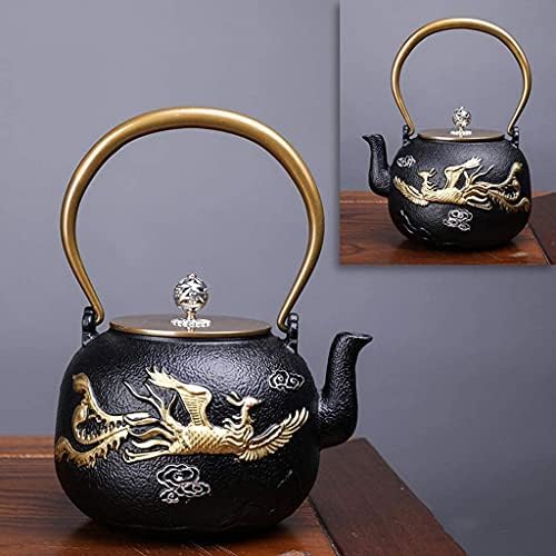 LJYT Teapot Teapots Cast Iron Handmade Teapot Loose Leaf Teapot Filter Heat Tea Kettle Single Home kettle Uncoated vintage cast iron kettle (Color : Phoenix) by Unknown