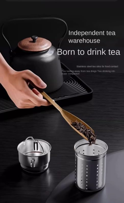 Vacuum Insulated Stainless Steel Thermal Smart Water/Coffee/Tea Tumbler & Flask with Tea Infuser, LED Temperature Display, One-Click Opening, Leak-Proof, Keeps Drinks Hot or Cold for Hrs, Black - Image 3