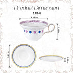 KAMMAK Tea Cups Set of 2,Ceramic Floral Pattern Demitasse Cup - Image 2