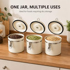 MEGAWISE Coffee Canister, 2.8L Airtight Stainless Steel Coffee Container with CO2 Valve, Date Tracker, Locking Lid, 304 Inner Bowl for Coffee Beans, Grounds, Tea, Sugar, Cream White - Image 6