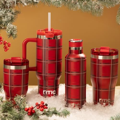 RTIC 40oz Road Trip Tumbler, Insulated, Ceramic Lined, Red Plaid - Image 6