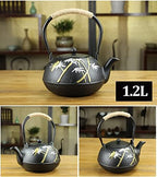 Tea Kettle,1.2L Cast Iron Teapot in Japanese Style,Tetsubin Tea Kettle with Stainless Steel Infuser,Die Casting Pattern Stove Safe Kettles,Iron Teapots(Color:M) (Size : F) - Image 2