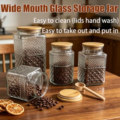 1 Gallon Large Glass Jar with Lid Round Food Coffee Canister with Scoop - Image 5