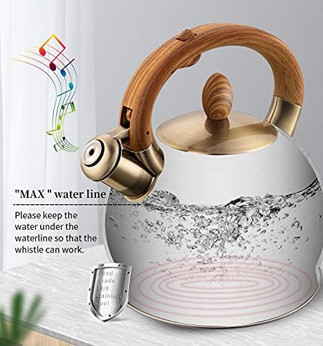 Whistling Tea Kettle Stovetop, 2.64 Quart Black Tea Pot - Image 2