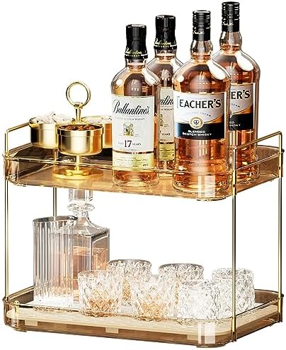 Seoneiro Whiskey Tray, Glass Cup Rack, Mug Holder, Coffee Cup Organizer, Bathroom Countertop Organizer with Drain Board Wine Glass Decorative, Food Tray, Kitchen Spice Rack by Seoneiro
