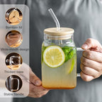 20oz Glass Tumblers with Handle, Glass Cup with Bamboo Lid and Straw, Clear Glass Mugs, Reusable Iced Coffee Cups for Iced Coffee, Tea, Smoothie, Juice, Cocktails (4PCS) - Image 5