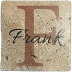 Infusion Modern Lorenz Family Name and Initial Design - Personalized Tumbled Travertine Coasters - Set of 4 - Image 2