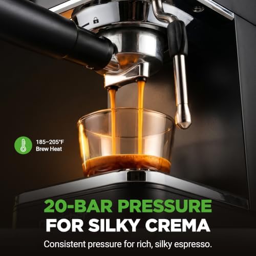 NutriChef 20-Bar Espresso Maker With Milk Frother | Removable 1.8 Quart Water Tank | Coffee Maker for Brewing Espresso, Cappuccino, Latte, Americano & Cold Brew Coffees | Black - Image 5