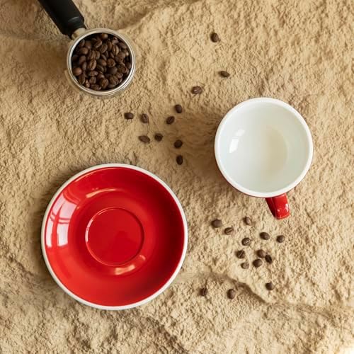 Loveramics Cappuccino Cup with Saucer, 8 oz Ceramic Coffee cup with Round Bottom for Cappuccino, Latte, Tea, Espresso, Thick-walled Stoneware Cup Set for Barista - Regular Colours (Red, 8OZ) - Image 6