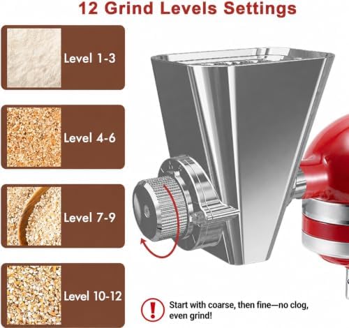 Grain Mill Attachment for KitchenAid Stand Mixer, All Metal Grain Mill Flour Mill for Kitchen Aid Accessories, Suitable for Grinding Non-Oily Dry Grain Corn, Coffee Bean, Millet, Wheat and Cereals - Image 3