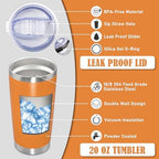 20oz Tumbler Insulated Coffee Tumblers with Lid Stainless Steel Orange 8P - Image 3