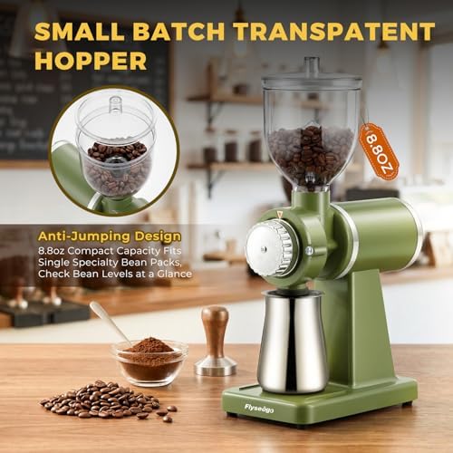 Electric Burr Coffee Grinder, 8 Grind Settings Cream Style Green - Image 4