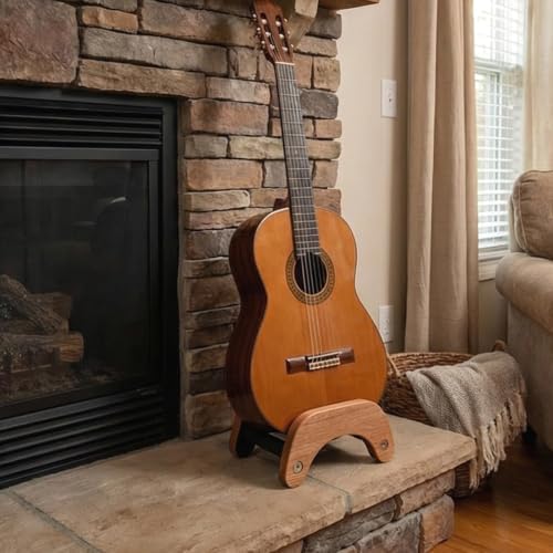 Handcrafted Wooden Guitar Holder, Portable Acoustic Guitar Stand Storage Ra - Image 7