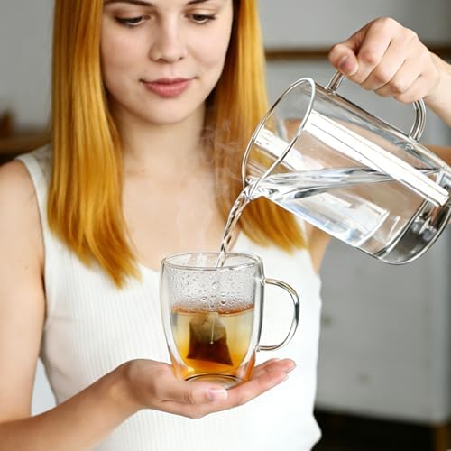 Etolies 6 Pack Double Walled Glass Coffee Mugs with Handle,12oz Borosilicate Glass coffee Cups - Insulated Clear Mugs for Espresso, Cappuccino, Latte, Tea Beverages, Drinking Glasses - Image 4