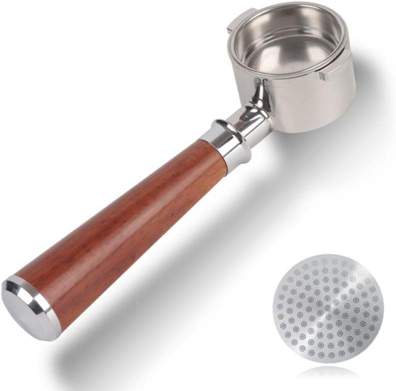 Bottomless Portafilter 51mm 2 Ears for Delonghi Stilosa EC260 Wooden Handle by CAPFEICOFFEETOOLS
