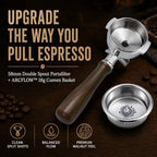 Espresso Accessories, 58mm Double Spout Portafilter with 18g ARCFLOW™ Convex Filter Basket, Walnut Wood Handle, Compatible with La Marzocco, Slayer, Rocket Espresso, Lelit & E61 Machines - Image 2