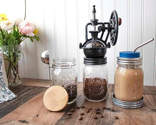 Vintage Reproduction Manual Coffee Grinder for Regular Mouth Mason Jars - Image 2