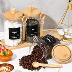 Suclain 3 Pcs Glass Coffee Container Set, 25 oz, Natural Bamboo - Image 5