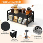 Tea Bag Organizer, Wooden Tea Box with Drawer and Top Tray, Black - Image 5